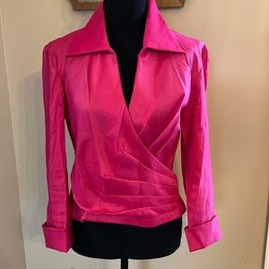 Tadashi Shoji taffeta blouse evening 3/4 sleeve Size 8